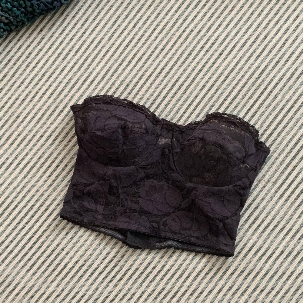 Olga Christina black sheer lace bustier. Size 32C. Excellent condition.